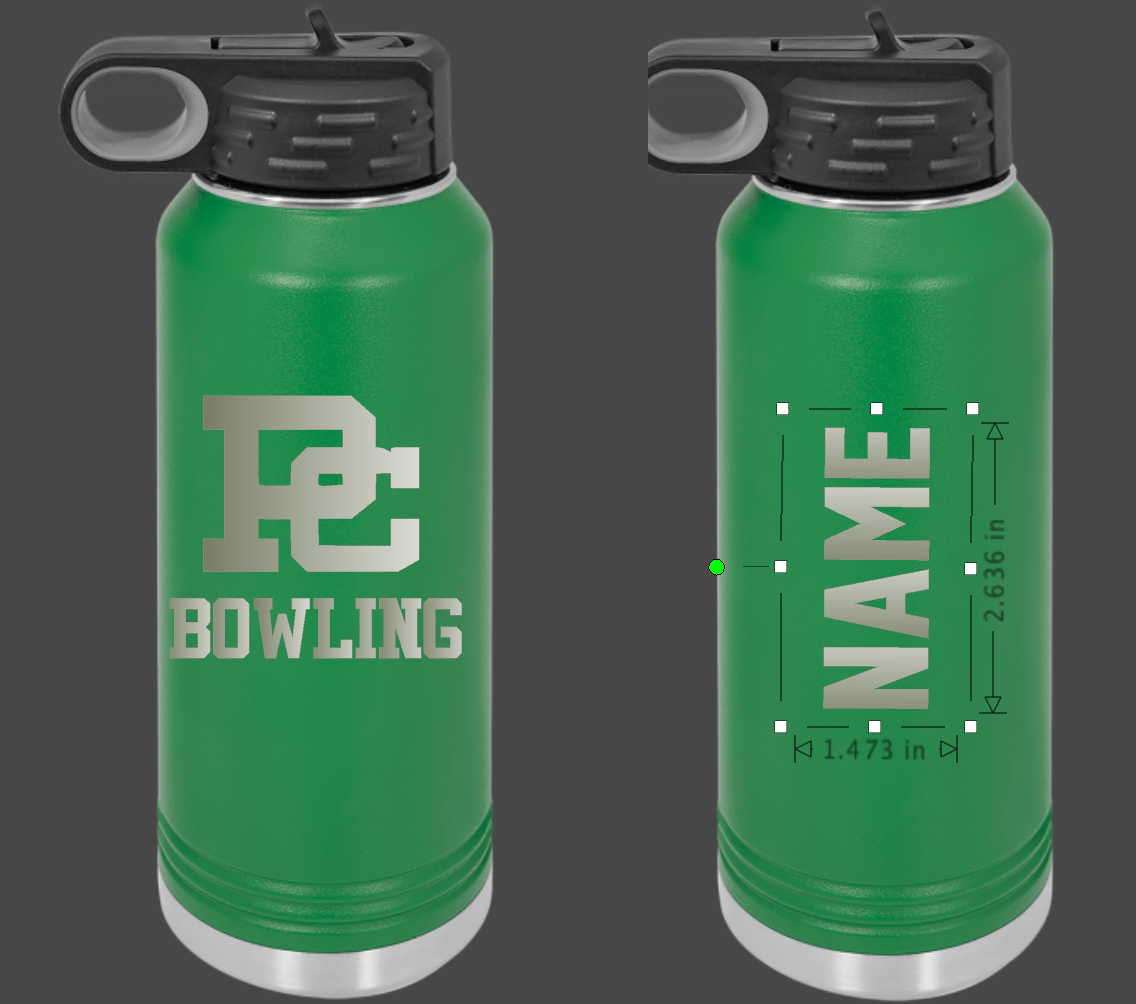 PC Logo Bowling Personalized 32oz water bottle choose from 2 colors