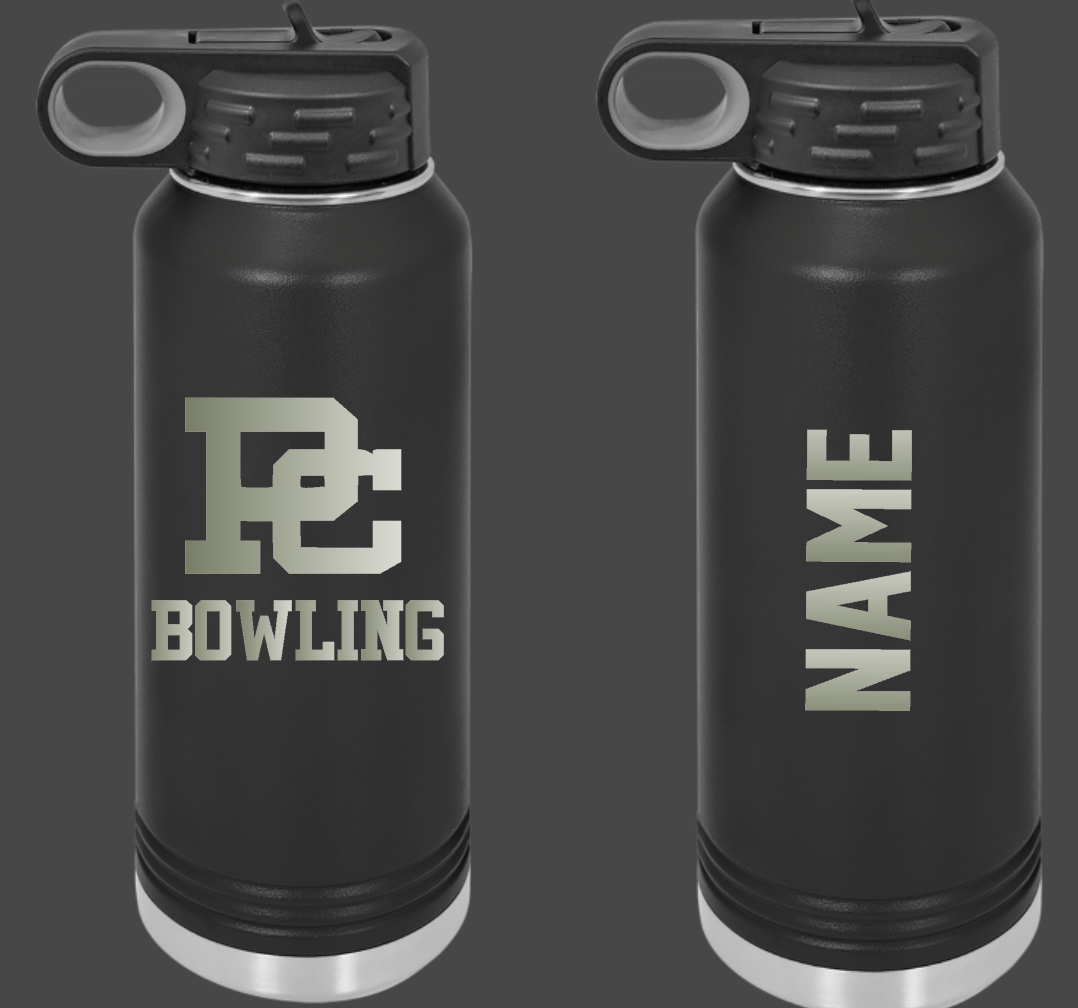 PC Logo Bowling Personalized 32oz water bottle choose from 2 colors