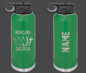 PC Logo Bowling Pins Personalized 32oz water bottle choose from 2 colors