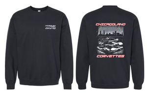 Chicagoland Corvettes Club unisex Gildan crewneck Sweatshirt Front and Back design