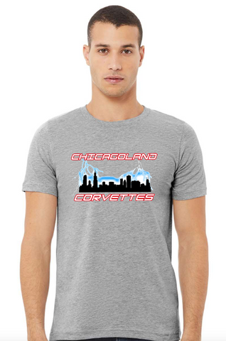 Chicagoland Corvettes Club unisex Bella T shirt Logo Choose from 4 Colors