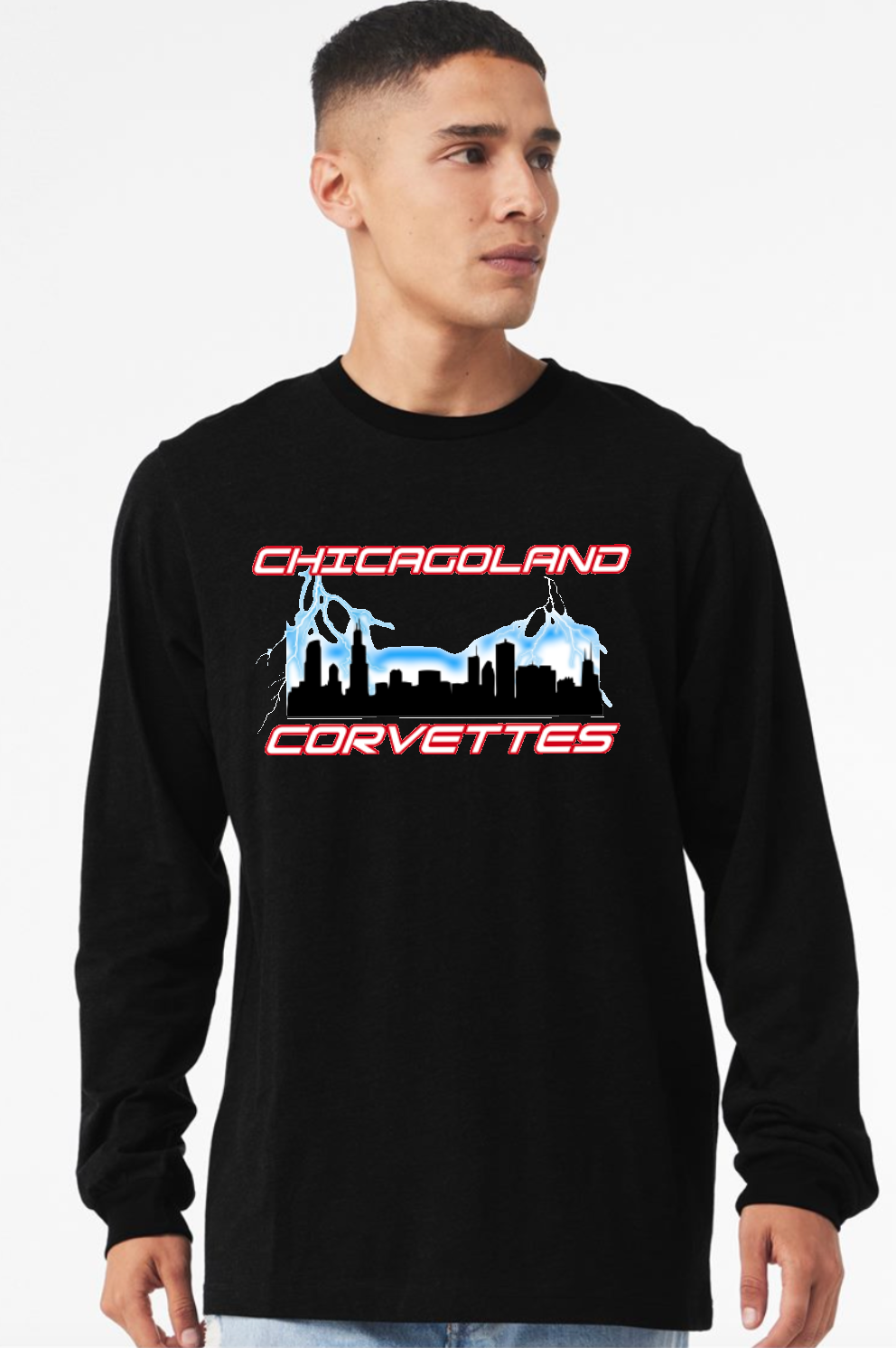 Chicagoland Corvettes unisex Bella Long Sleeve Logo Shirt Choose from 4 colors