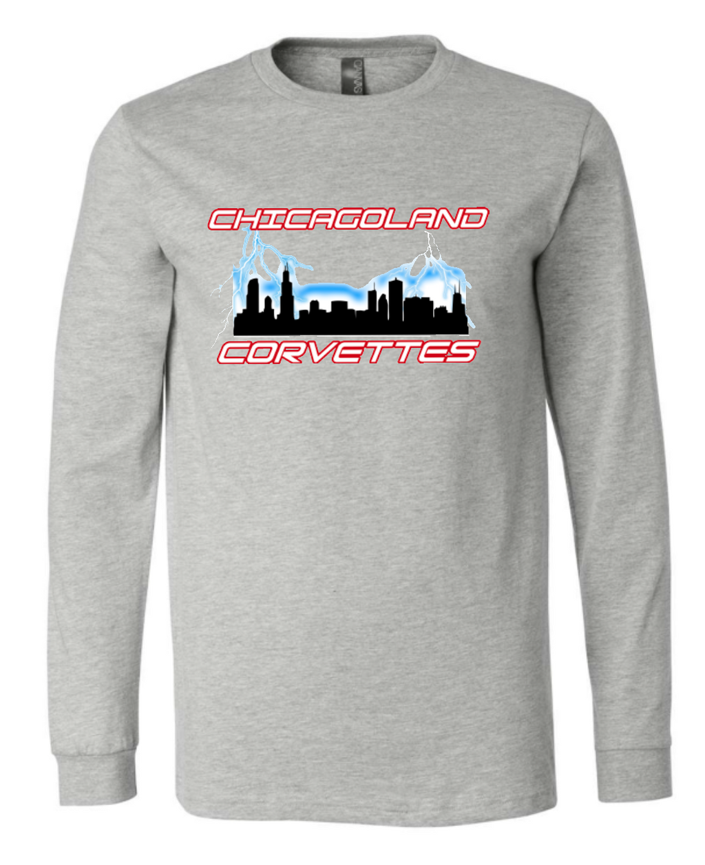 Chicagoland Corvettes unisex Bella Long Sleeve Logo Shirt Choose from 4 colors