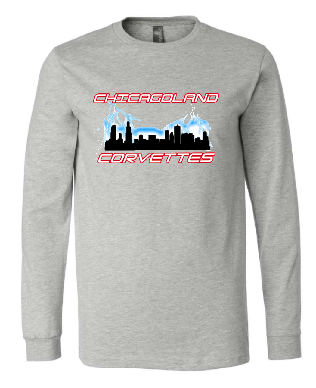 Chicagoland Corvettes unisex Bella Long Sleeve Logo Shirt Choose from 4 colors