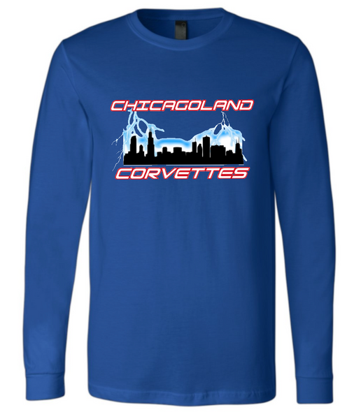 Chicagoland Corvettes Club unisex Bella Long Sleeve Logo Shirt Choose from 4 colors