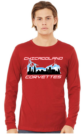 Chicagoland Corvettes Club unisex Bella Long Sleeve Logo Shirt Choose from 4 colors