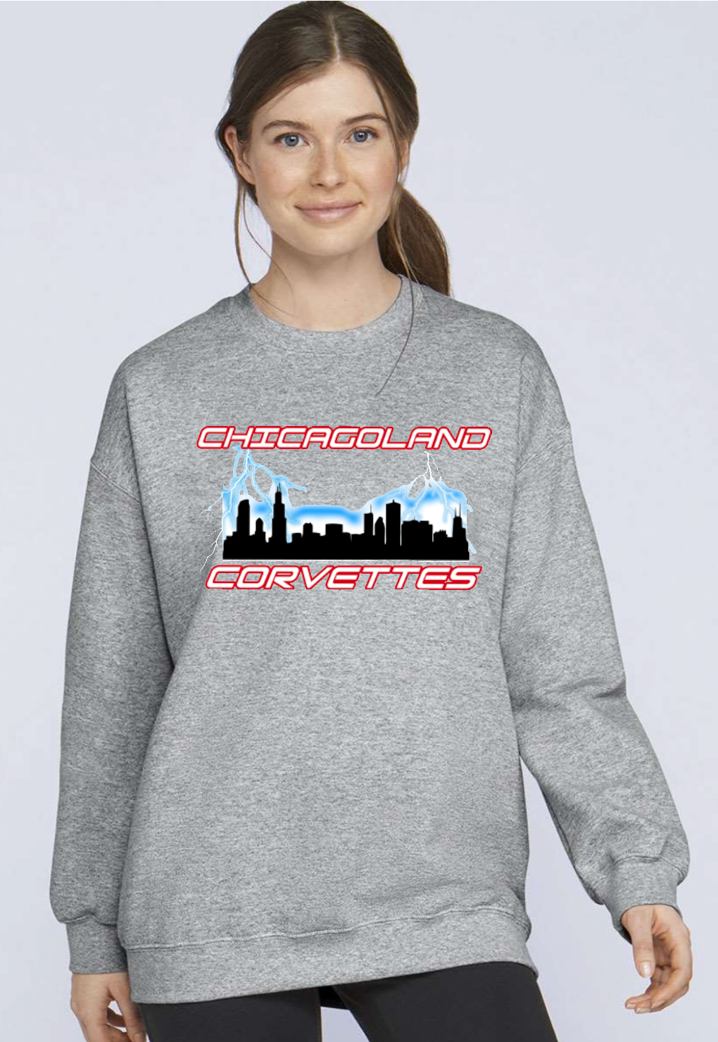 Chicagoland Corvettes unisex Gildan crewneck logo Sweatshirt  Choose from 4 colors