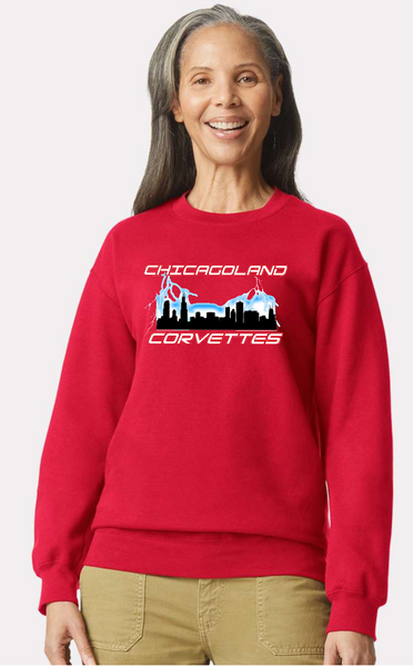Chicagoland Corvettes Club unisex Gildan crewneck logo Sweatshirt  Choose from 4 colors