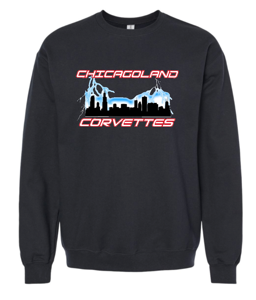 Chicagoland Corvettes unisex Gildan crewneck logo Sweatshirt  Choose from 4 colors