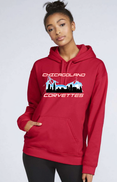 Chicagoland Corvettes Club unisex Gildan Hooded Logo Sweatshirt Choose from 4 colors