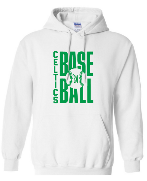 PCHS Celtics Baseball Number Gildan Hooded Sweatshirt Available in 4 different colors