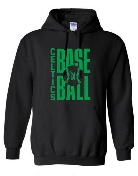 PCHS Celtics Baseball Number Gildan Hooded Sweatshirt Available in 4 different colors
