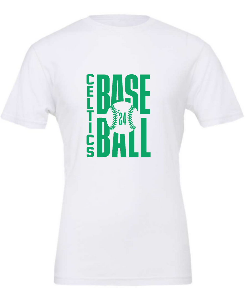 PCHS Celtics Baseball Number BELLA T shirt Available in 4 different colors