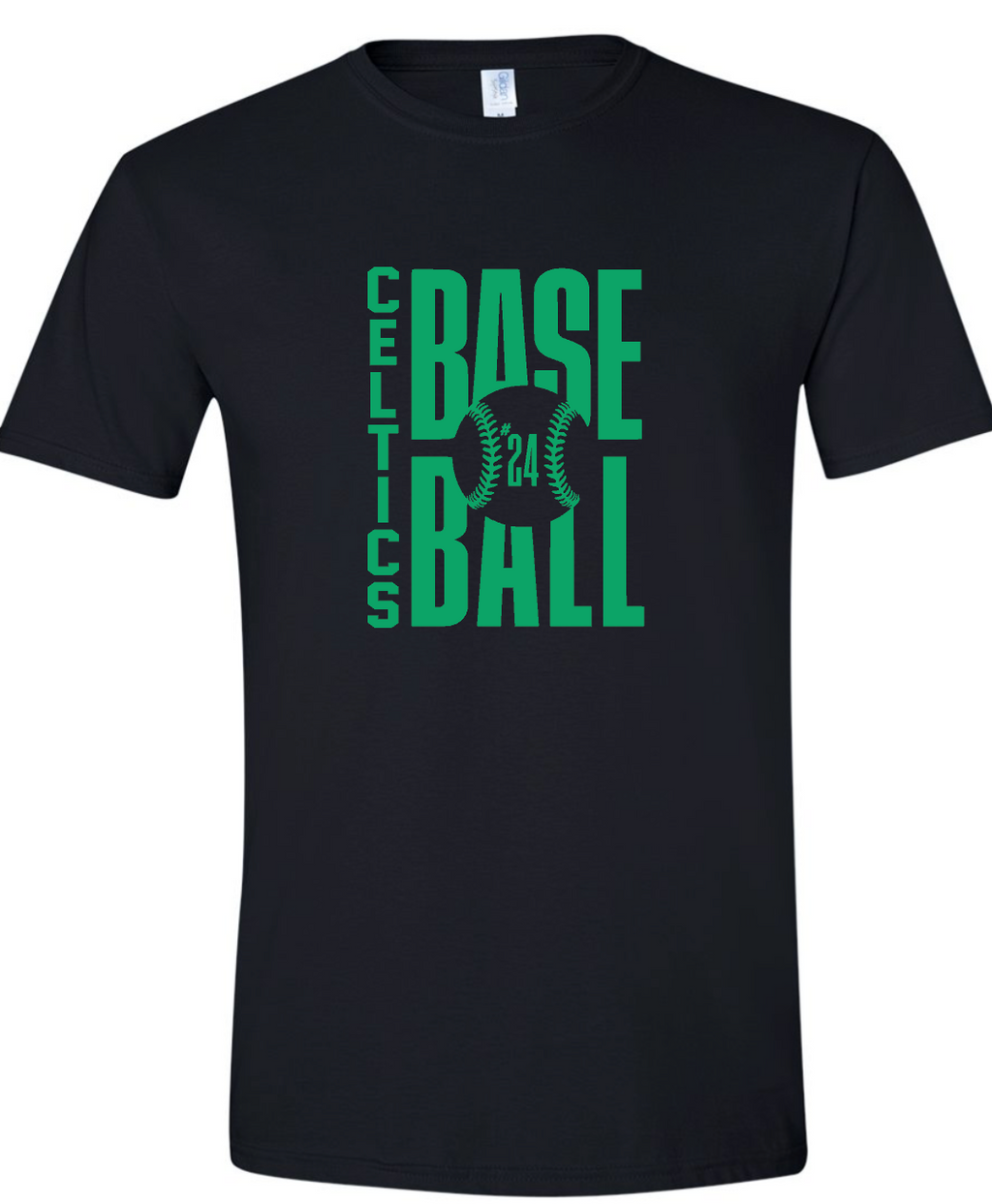 PCHS Celtics Baseball Number Gildan Softstyle T shirt Available in 4 different colors