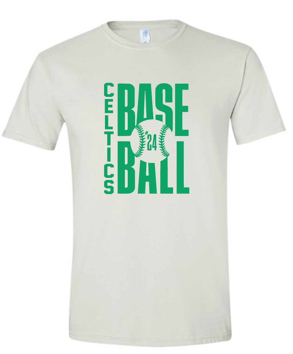 PCHS Celtics Baseball Number Gildan Softstyle T shirt Available in 4 different colors
