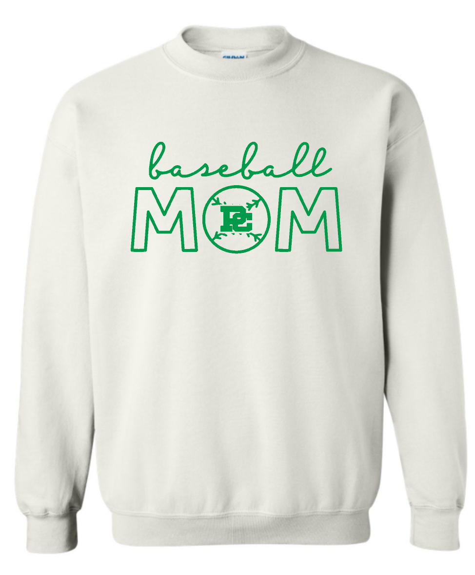PCHS Celtics Baseball Mom or Senior Mom Gildan Crew Sweatshirt Available in 4 different colors