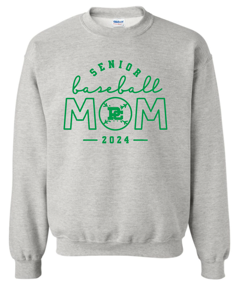 PCHS Celtics Baseball Mom or Senior Mom Gildan Crew Sweatshirt Available in 4 different colors