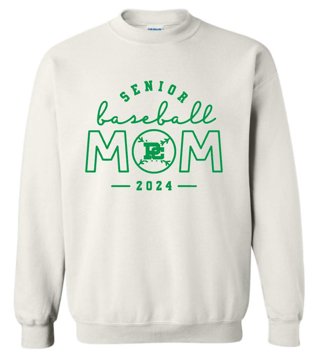 PCHS Celtics Baseball Mom or Senior Mom Gildan Crew Sweatshirt Available in 4 different colors