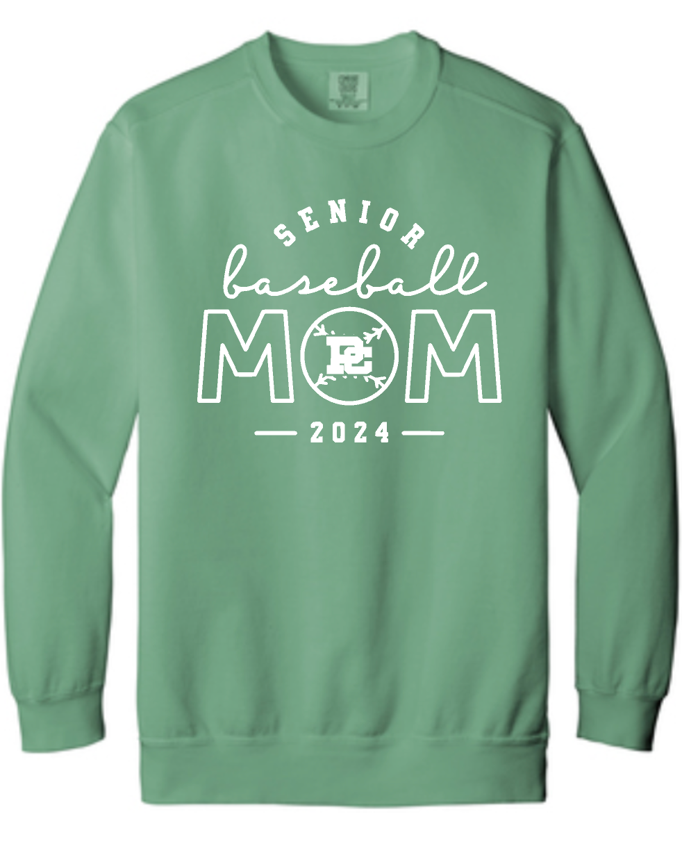 PCHS Celtics Baseball Mom or Senior Mom Comfort Colors Crew Neck Sweatshirt Available in 2 different colors