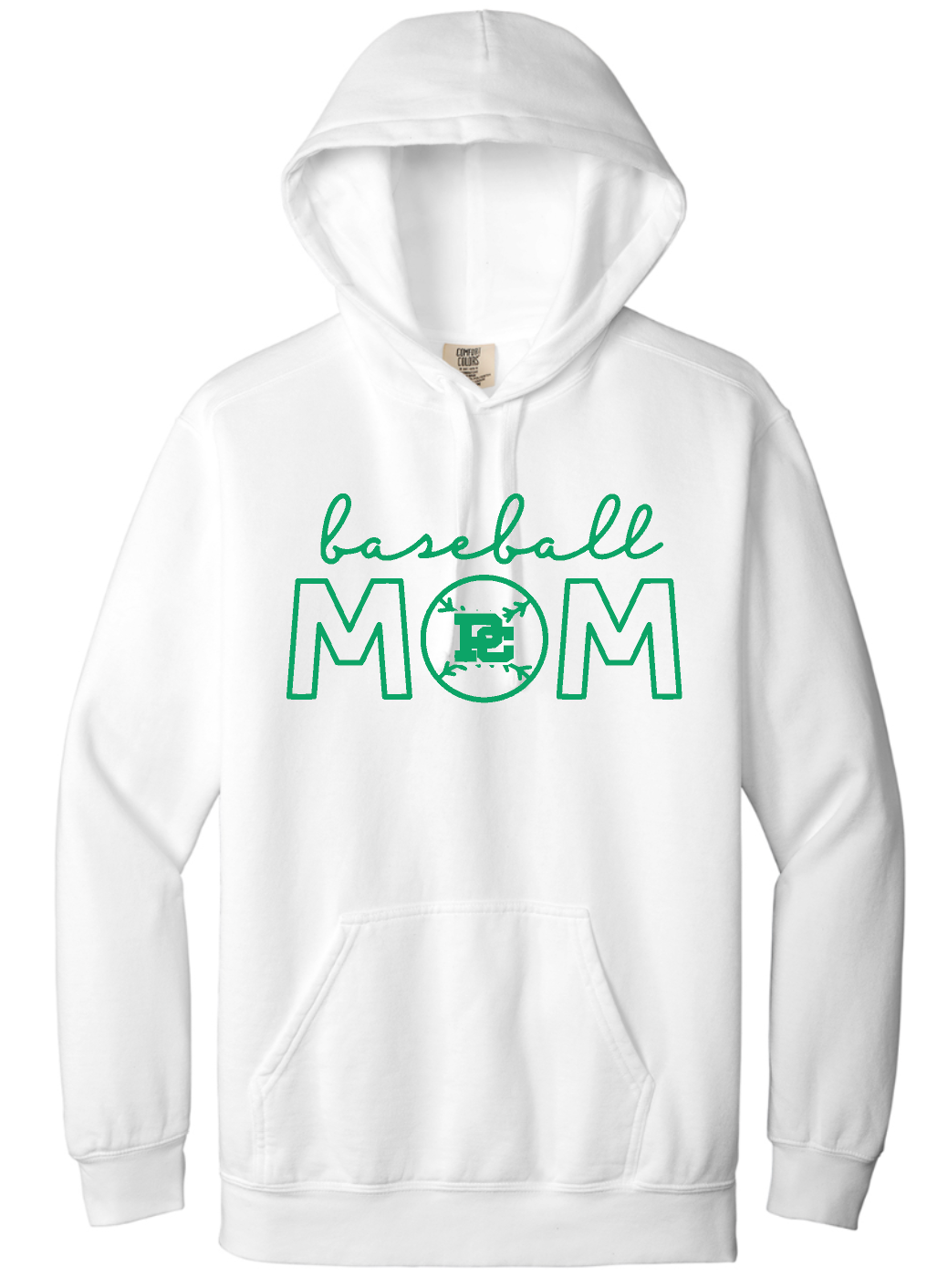 PCHS Celtics Baseball Mom or Senior Mom Comfort Colors Hooded Sweatshirt Available in 2 different colors
