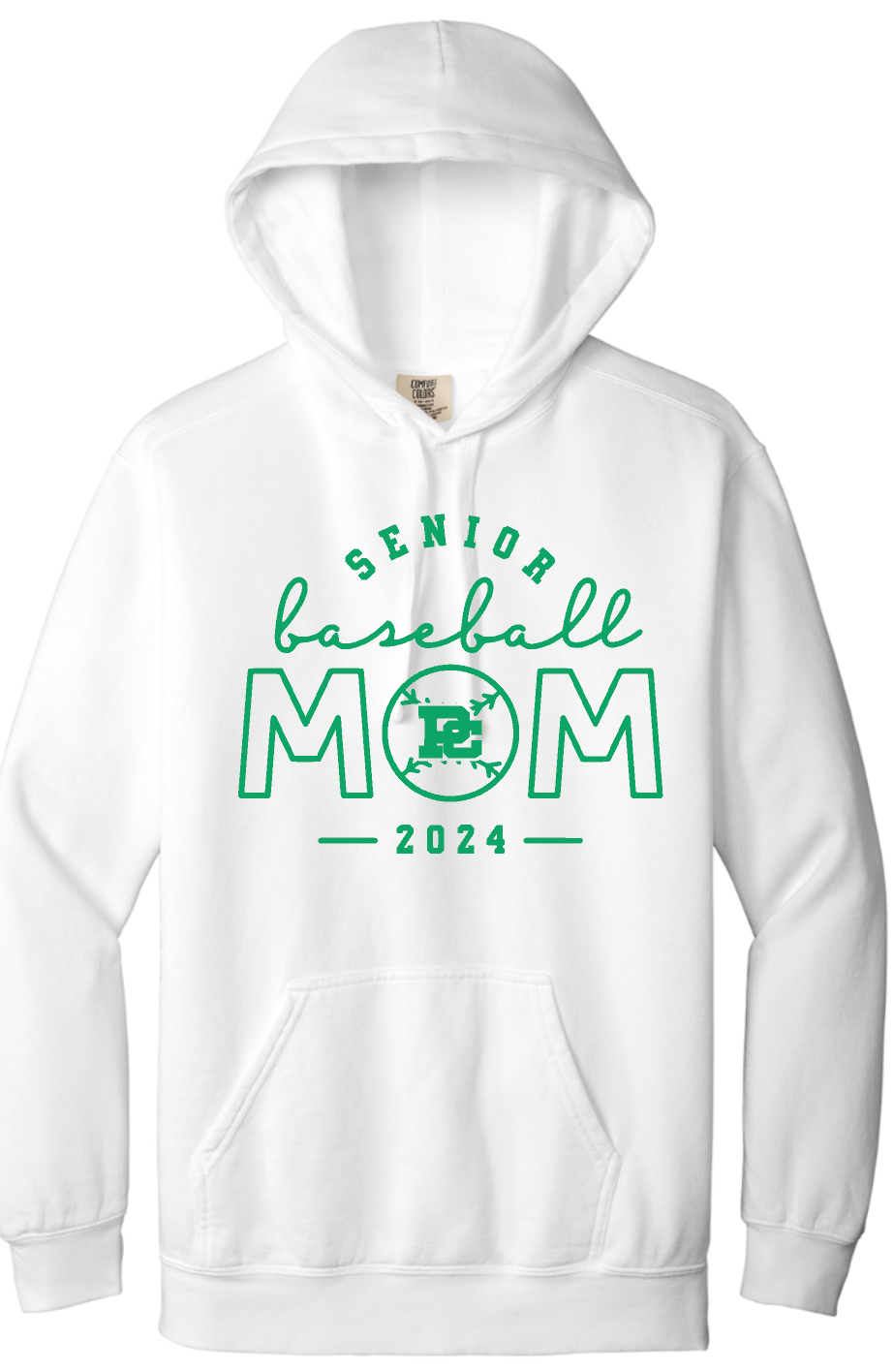 PCHS Celtics Baseball Mom or Senior Mom Comfort Colors Hooded Sweatshirt Available in 2 different colors
