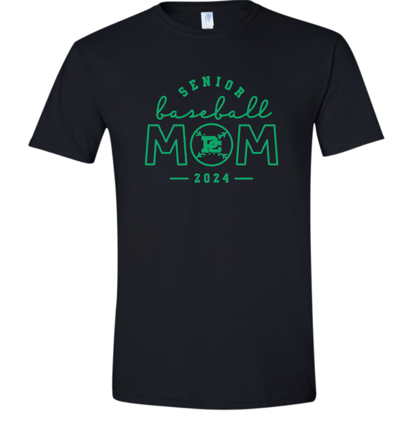 PCHS Celtics Baseball Mom or Senior Mom Gildan Softstyle T shirt Available in 4 different colors