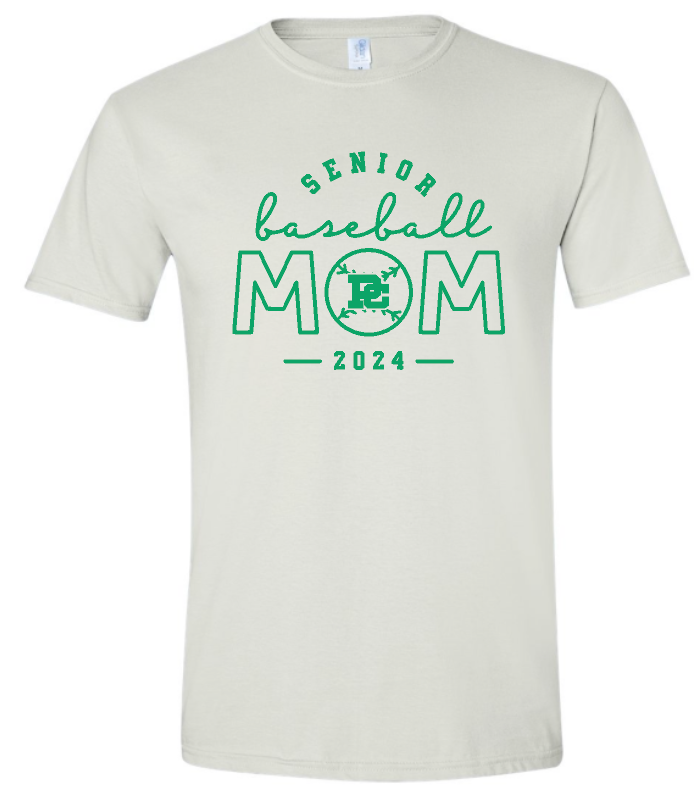 PCHS Celtics Baseball Mom or Senior Mom Gildan Softstyle T shirt Available in 4 different colors