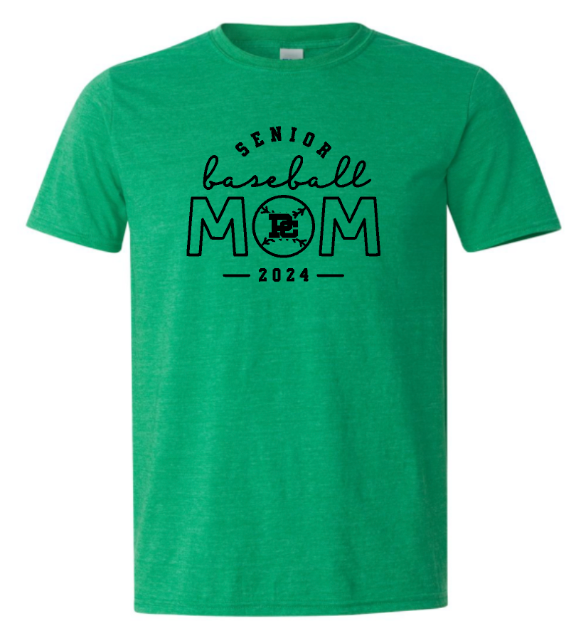 PCHS Celtics Baseball Mom or Senior Mom Gildan Softstyle T shirt Available in 4 different colors