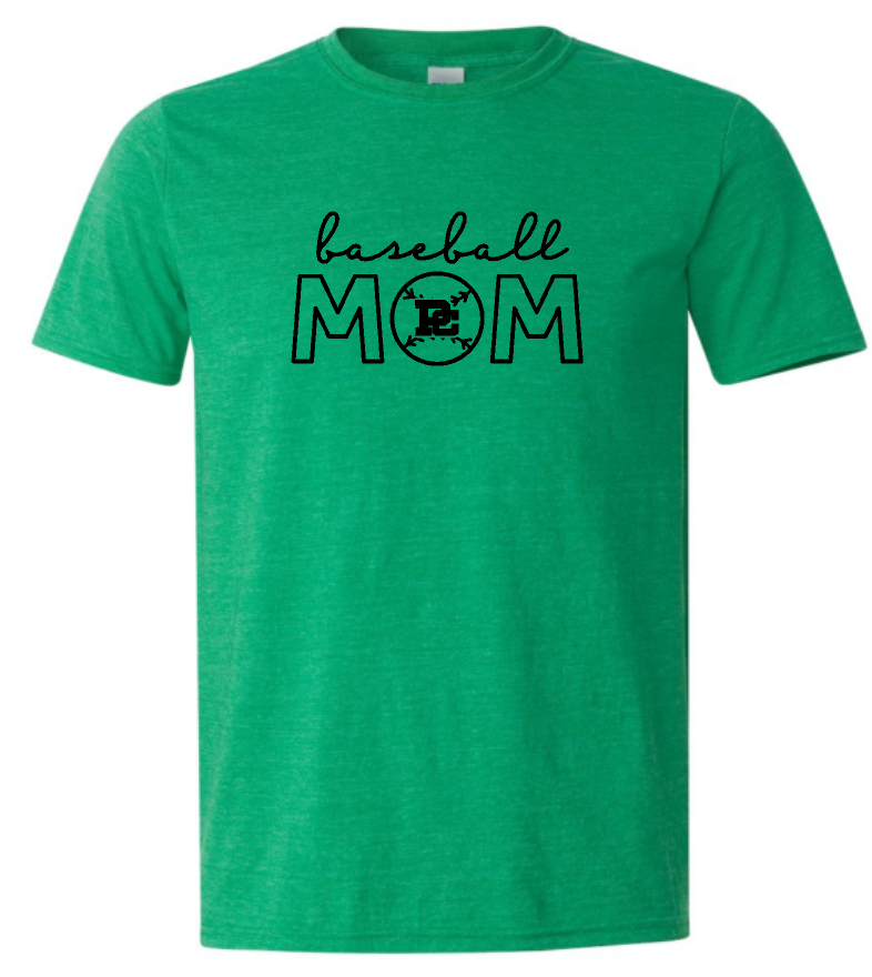 PCHS Celtics Baseball Mom or Senior Mom Gildan Softstyle T shirt Available in 4 different colors