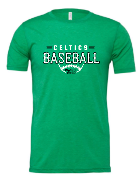 PCHS Celtics Baseball Retro Number BELLA T shirt Available in 3 different colors