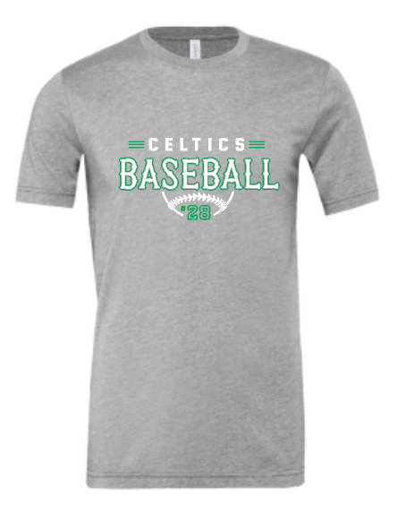 PCHS Celtics Baseball Retro Number BELLA T shirt Available in 3 different colors