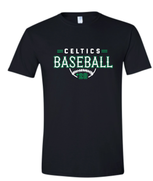 PCHS Celtics Baseball Retro Number Gildan Softstyle T shirt Available in 3 different colors