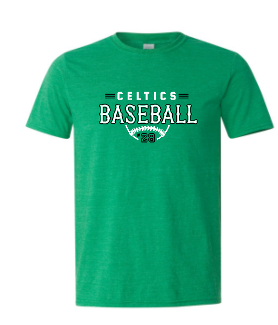 PCHS Celtics Baseball Retro Number Gildan Softstyle T shirt Available in 3 different colors