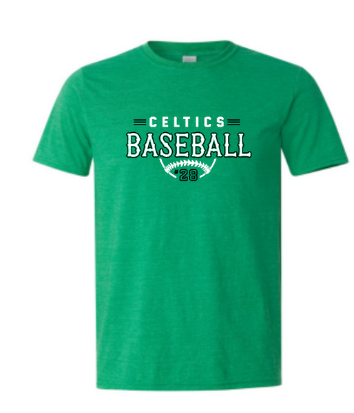 PCHS Celtics Baseball Retro Number Gildan Softstyle T shirt Available in 3 different colors