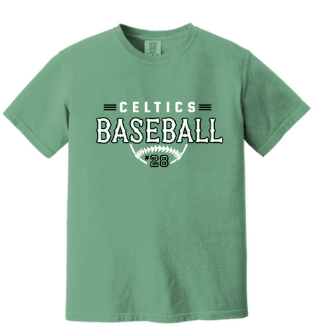 PCHS Celtics Baseball Retro Number Comfort Colors T shirt Available in 2 different colors