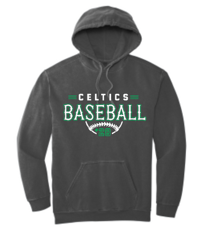 PCHS Celtics Baseball Retro Number Comfort Colors Hooded Sweatshirt Available in 2 different colors