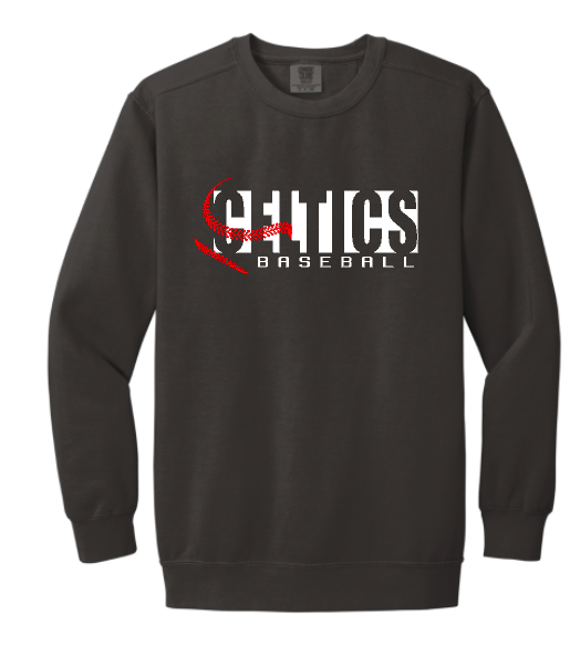 PCHS Celtics Baseball Comfort Colors Crew Neck Sweatshirt Available in 2 different colors