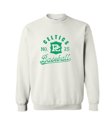 PCHS Celtics Logo Baseball Number Gildan Crew Sweatshirt Available in 4 different colors