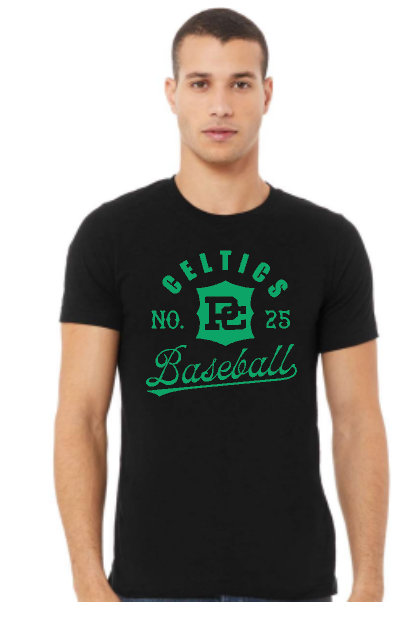 PCHS Celtics Logo Baseball Number BELLA T shirt Available in 4 different colors