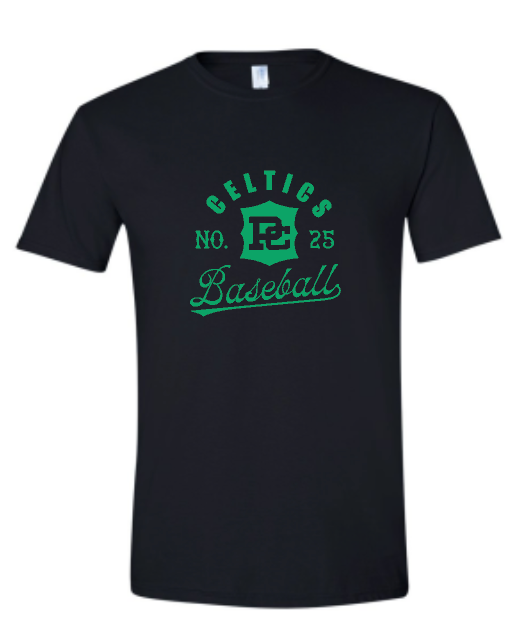PCHS Celtics Logo Baseball Number Gildan Softstyle T shirt Available in 4 different colors