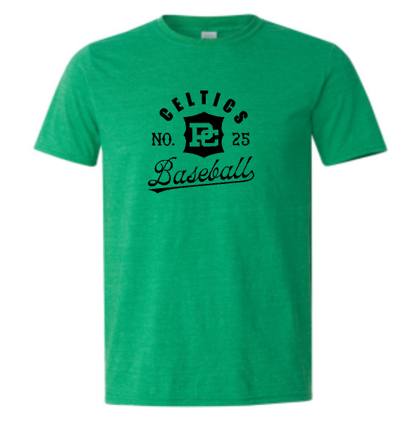 PCHS Celtics Logo Baseball Number Gildan Softstyle T shirt Available in 4 different colors
