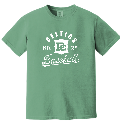 PCHS Celtics Logo Baseball w/ Number Comfort Colors T shirt Available in 2 different colors