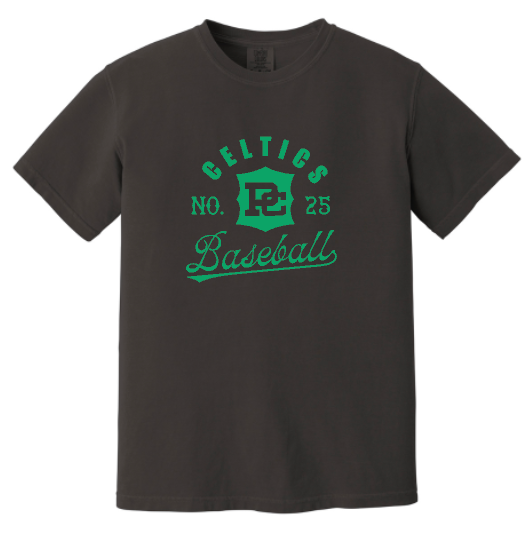 PCHS Celtics Logo Baseball w/ Number Comfort Colors T shirt Available in 2 different colors