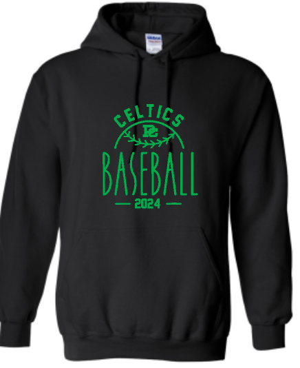 PCHS Celtics Baseball Year Gildan Hooded Sweatshirt Available in 4 different colors