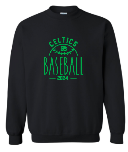 PCHS Celtics Baseball Year Gildan Crew Sweatshirt Available in 4 different colors