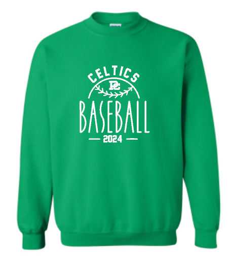 PCHS Celtics Baseball Year Gildan Crew Sweatshirt Available in 4 different colors