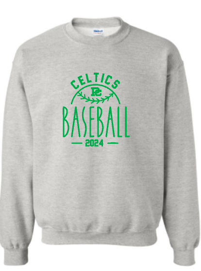 PCHS Celtics Baseball Year Gildan Crew Sweatshirt Available in 4 different colors