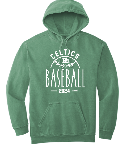 PCHS Celtics Baseball Year Comfort Colors Hooded Sweatshirt Available in 3 different colors