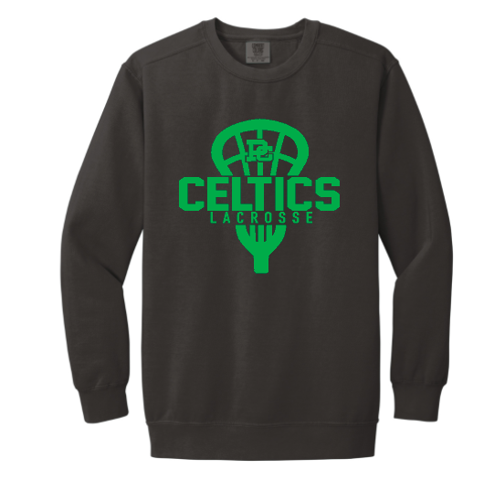 PCHS Celtics Lacrosse Comfort Colors Crew Neck Sweatshirt Available in 2 different colors