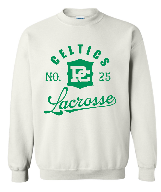 PCHS Celtics Logo Lacrosse Number Gildan Crew Sweatshirt Available in 4 different colors